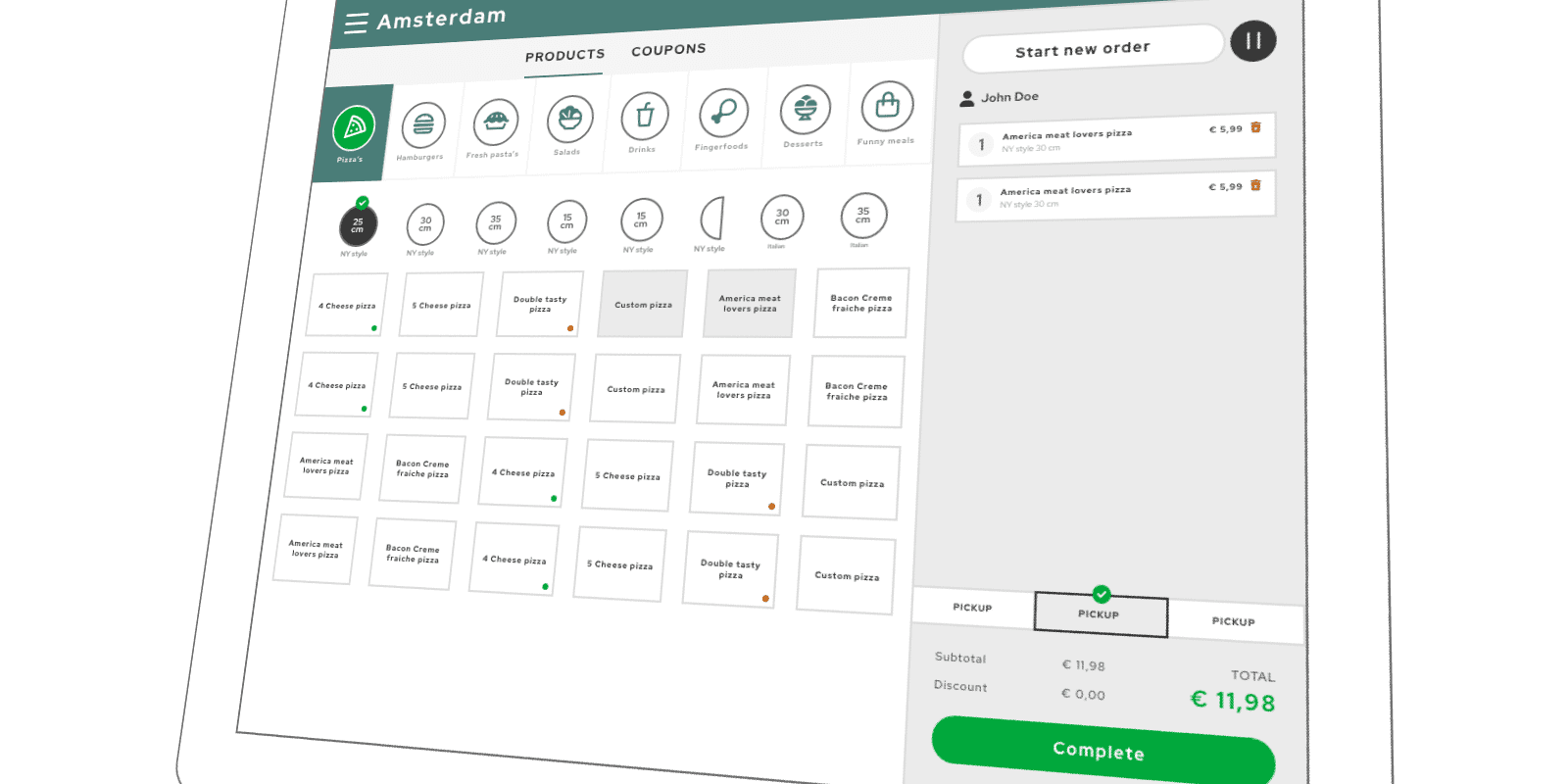 point of sale overview from vendor perspective of the food order options