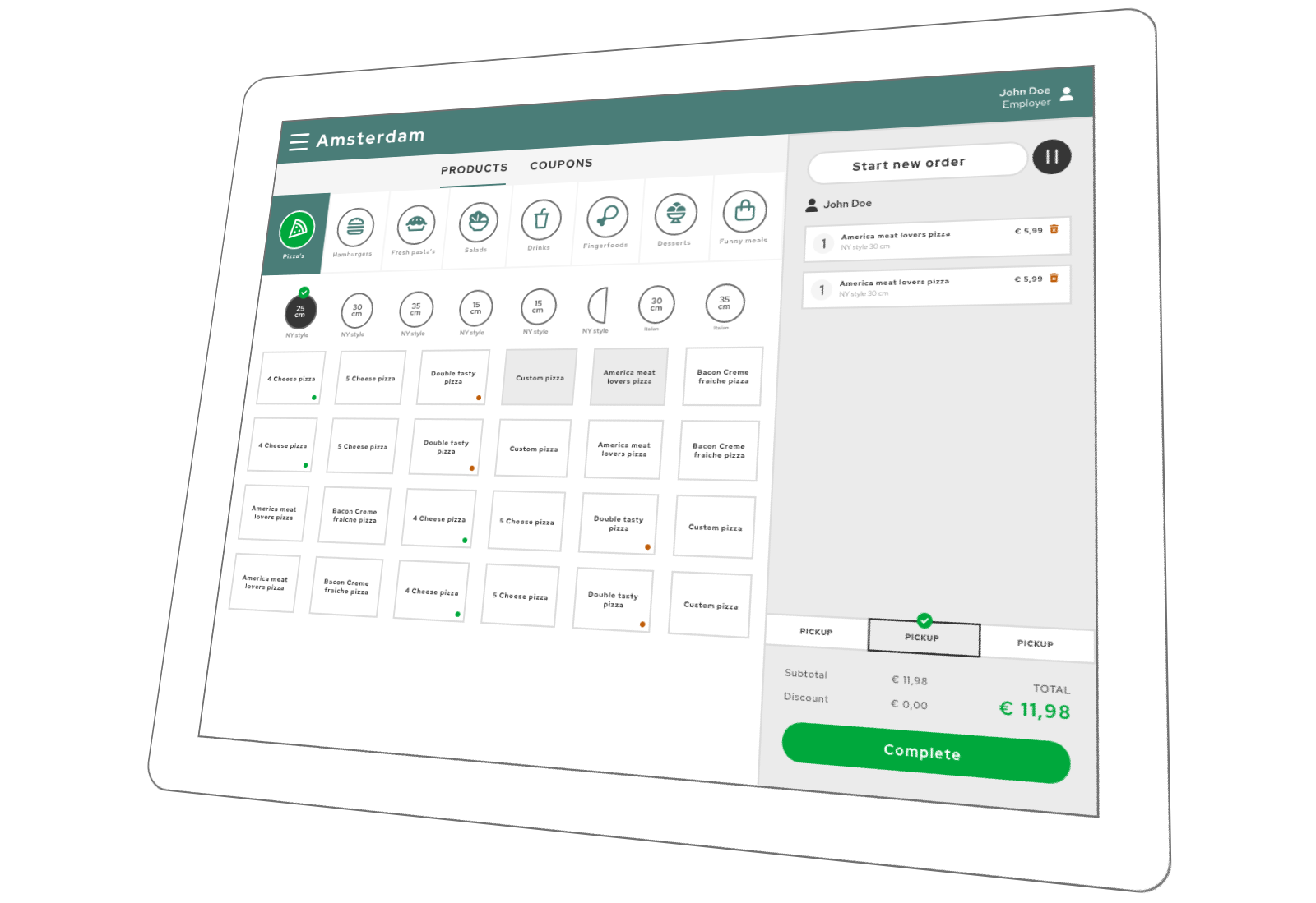 point of sale overview from vendor perspective of the food order options