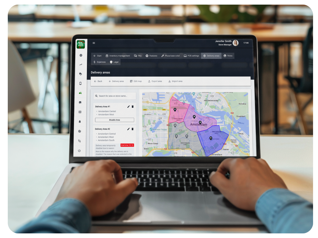 New York Pizza headquarters dashboard for managing restaurant chains